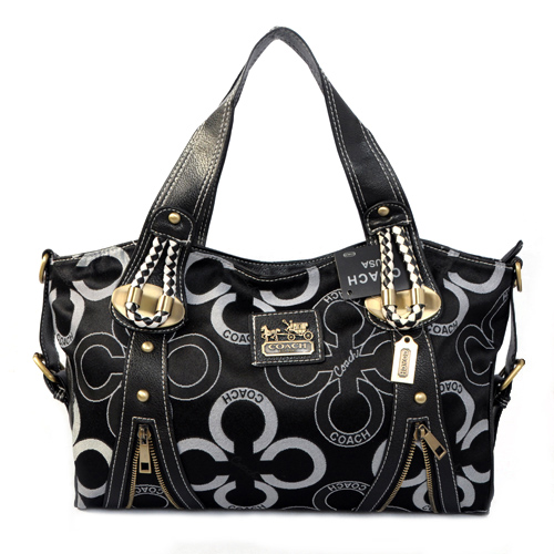 Coach Logo Monogram Medium Black Totes EJN | Women - Click Image to Close